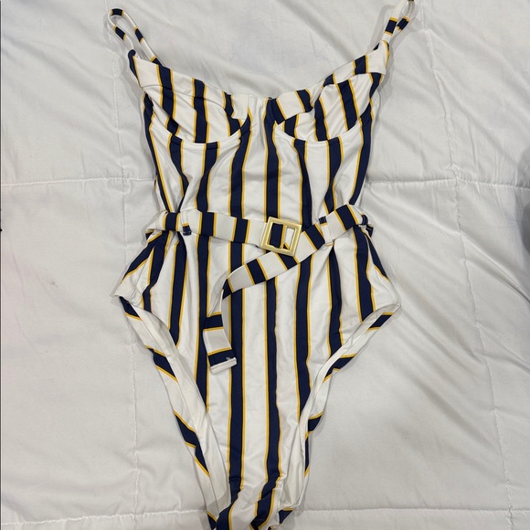 WeWoreWhat Blue and White Striped One Piece Swimsuit - Picture 2 of 4